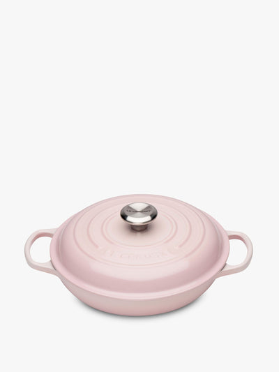 Le Creuset Pink shallow casserole dish at Collagerie