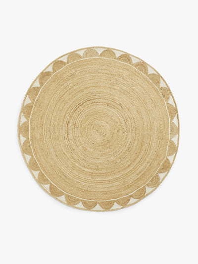 John Lewis Hand woven scalloped round jute rug at Collagerie