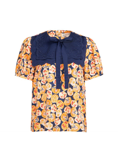 Saloni Navy Scallop Marlowe B top at Collagerie