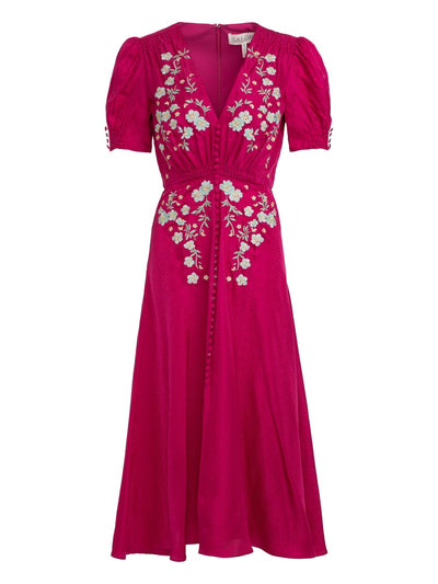 Saloni Pink embroidered Lea dress at Collagerie