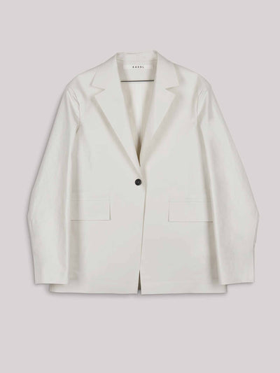 Kassl Editions White oil coated blazer at Collagerie