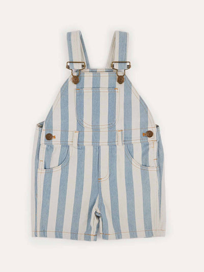 dotty dungarees Faded stripe short dungarees at Collagerie