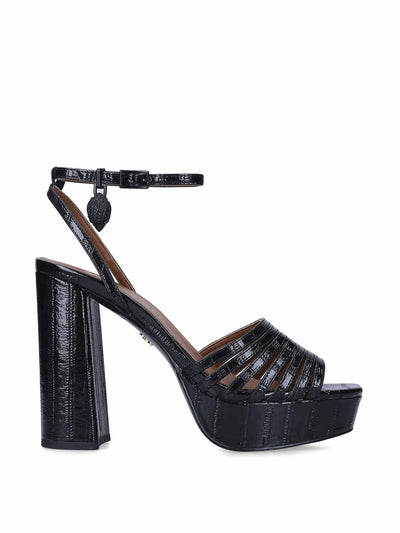 Kurt Geiger Black leather platform sandals at Collagerie