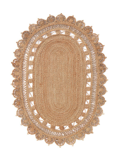 La Redoute Interieurs Scalloped edges oval jute rug at Collagerie