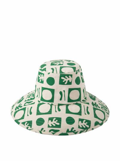 Lack Of Color White and green printed bucket hat at Collagerie
