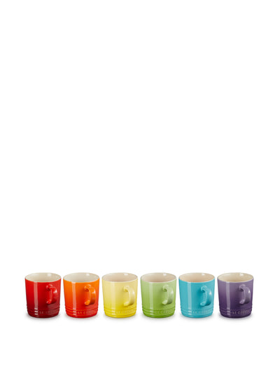 Le Creuset Stoneware rainbow mugs (set of 6) at Collagerie