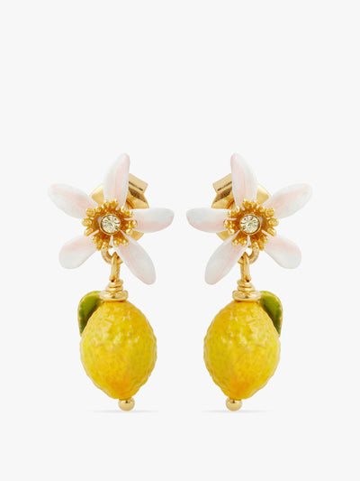Les Nereides Lemon and white flower earrings at Collagerie