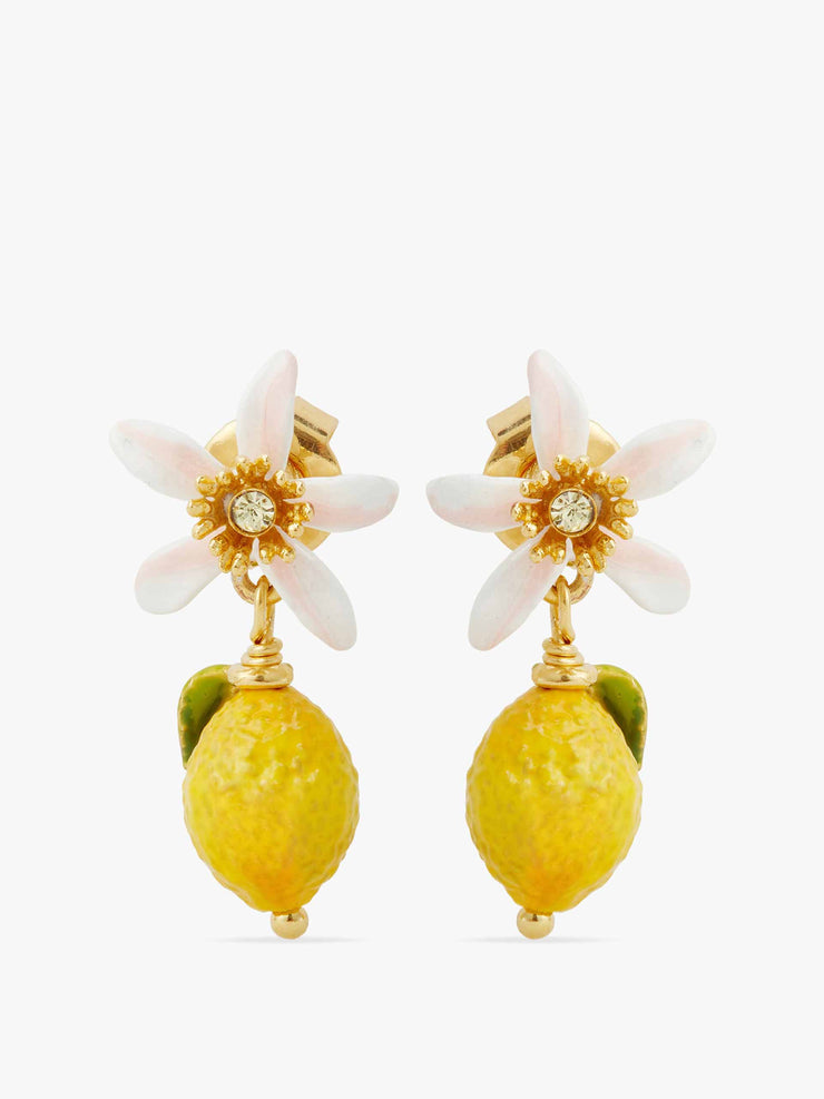 Lemon and white flower earrings