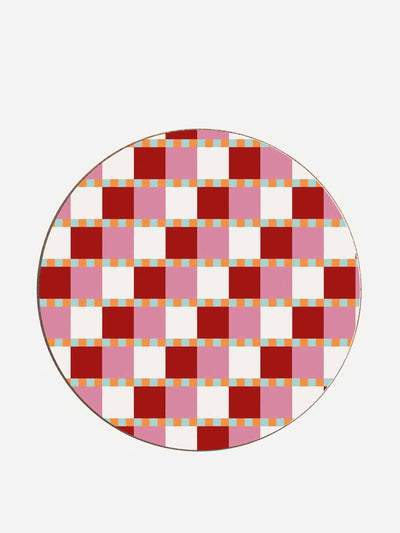 Balu London Red checkered hearts coaster at Collagerie