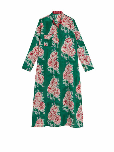 Lisa Corti Green hand printed kaftan at Collagerie