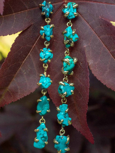 Lisa Eisner Jewelry Turquoise nugget drop earrings in bronze at Collagerie