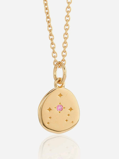 Auree Gold plated pendant with pink gemstone at Collagerie