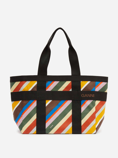 Ganni Striped canvas tote bag at Collagerie