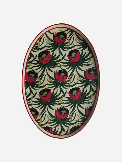 Les Ottomans Green and red hand-painted tray at Collagerie