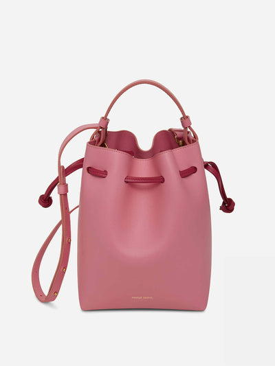 Mansur Gavriel Pink leather mini bucket bag at Collagerie