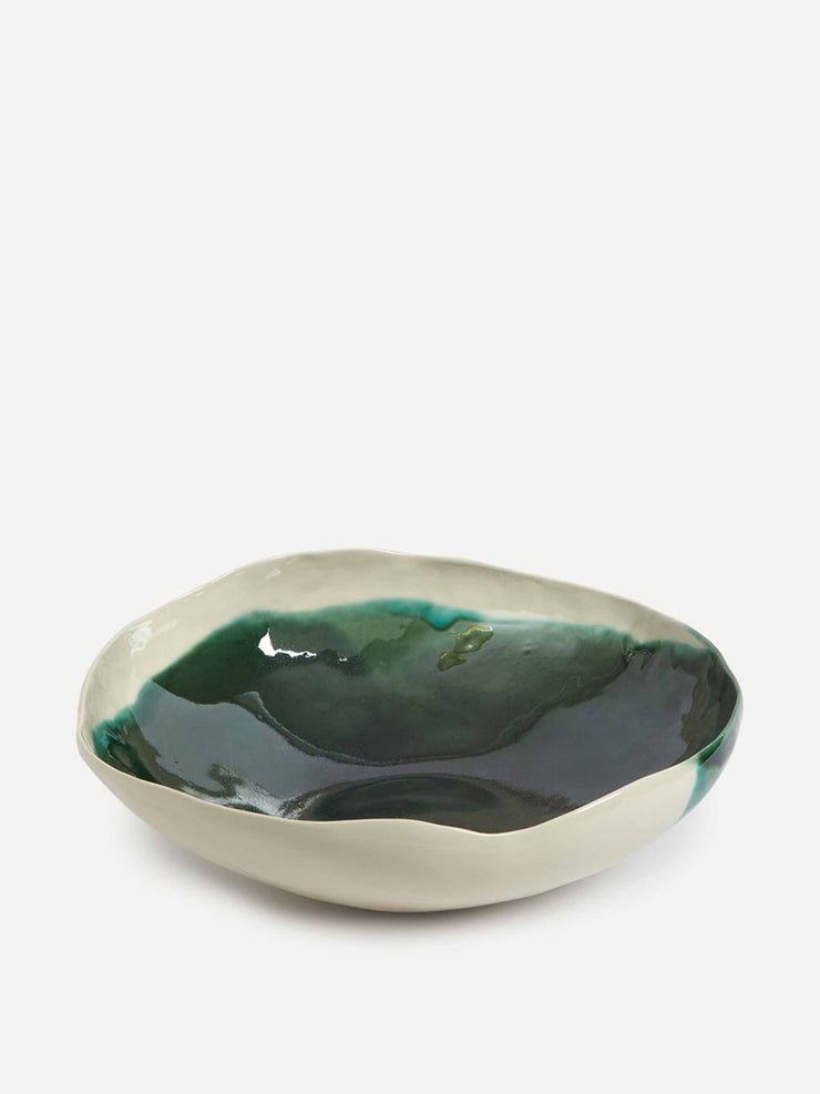 Green porcelain salad bowl