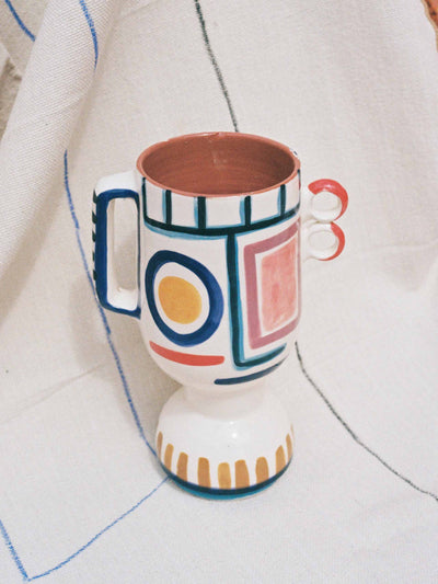 Lrnce Visage hand painted ceramic vase at Collagerie