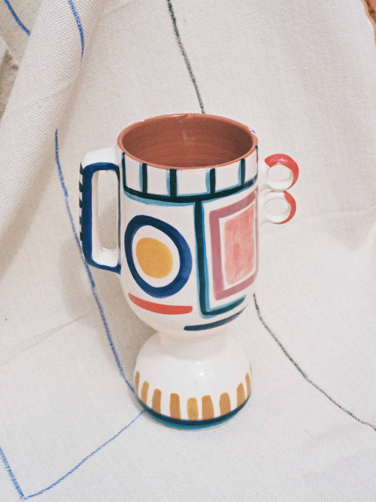 Visage hand painted ceramic vase