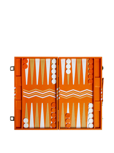 Maisongames Orange leather backgammon set at Collagerie