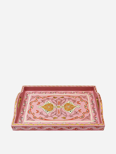Arbala Pink and gold Majorelle tray at Collagerie