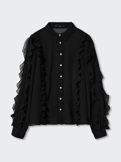 Mango Textured ruffled blouse at Collagerie