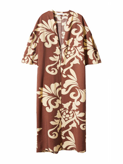 Mango Brown printed flowing kaftan at Collagerie