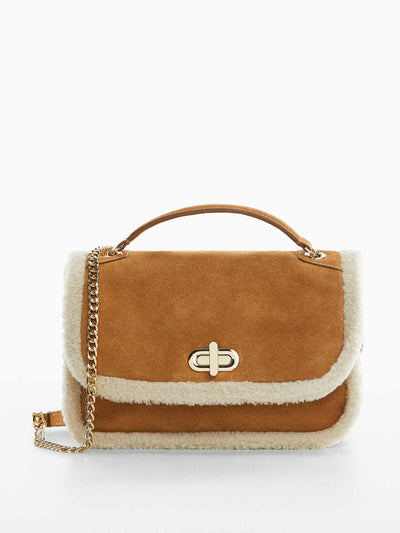 Mango Shearling-effect leather bag at Collagerie