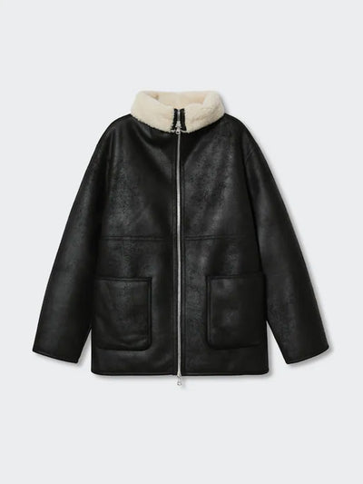 Mango Faux leather shearling coat at Collagerie