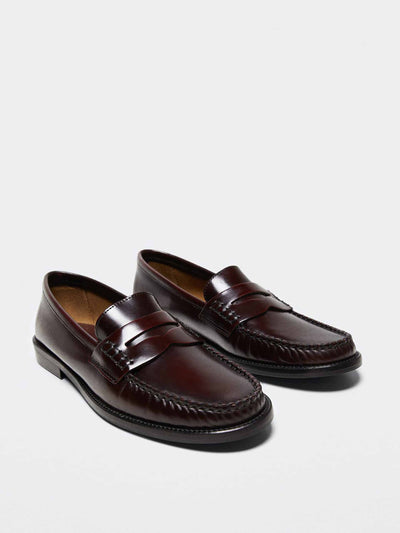 Mango Leather burgundy loafers at Collagerie