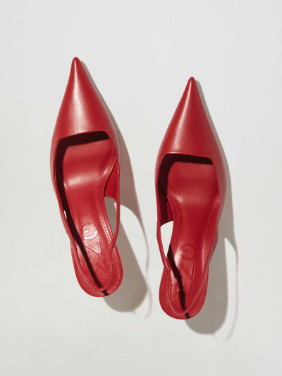 Mango Red leather heels at Collagerie