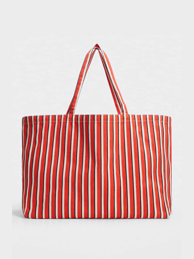 Mango Red striped cotton shopper bag at Collagerie