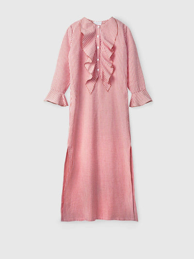 maria de la orden Pink striped maxi dress at Collagerie