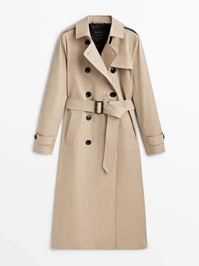 Massimo Dutti Beige trench coat with belt at Collagerie