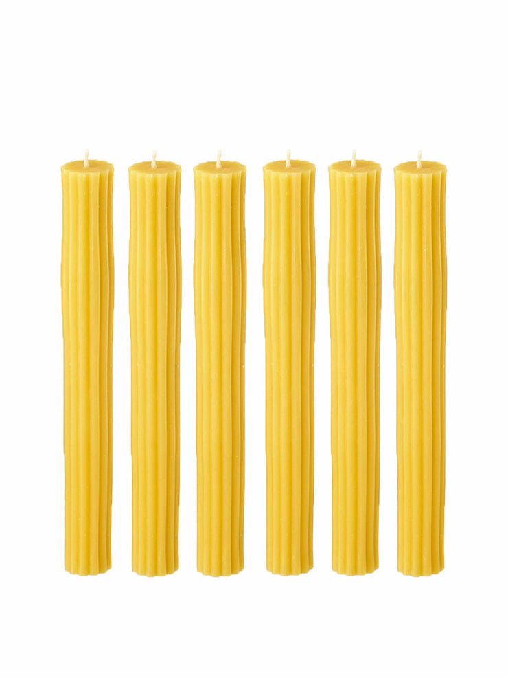 Ribbed beeswax candles (set of 6)