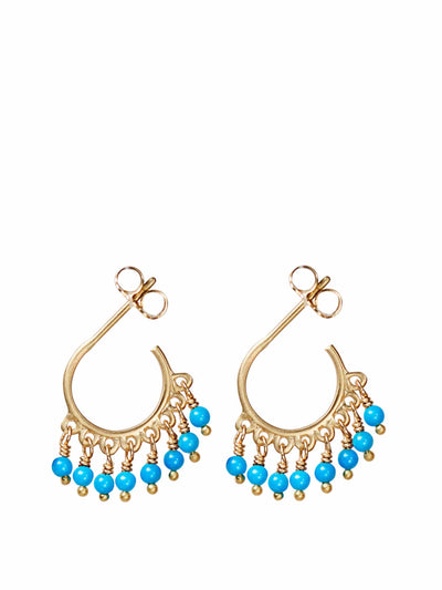 Me & Ro Gold hoop earrings with turquoise beads at Collagerie