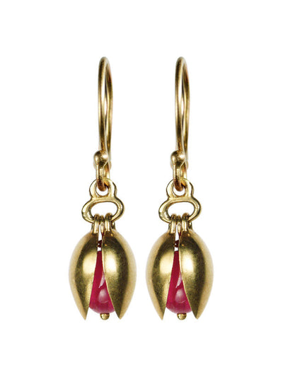 Me & Ro 18kt gold and ruby earrings at Collagerie