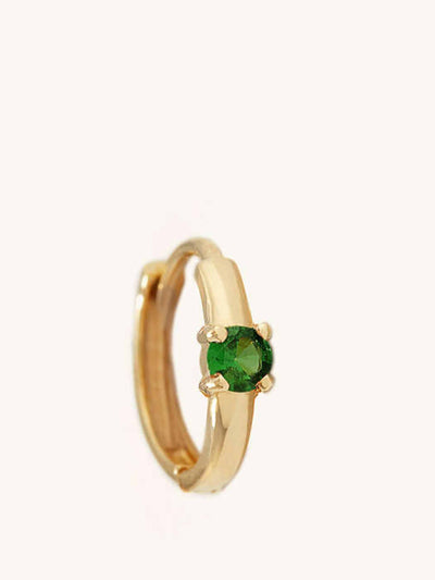 Mejuri Single gold and tsavorite mini hoop earring at Collagerie