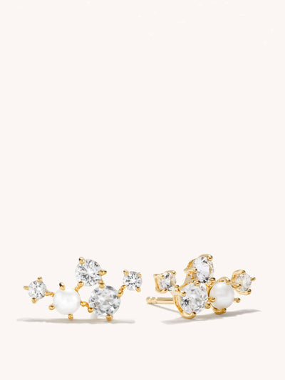 Mejuri Ear studs with topaz and pearls at Collagerie