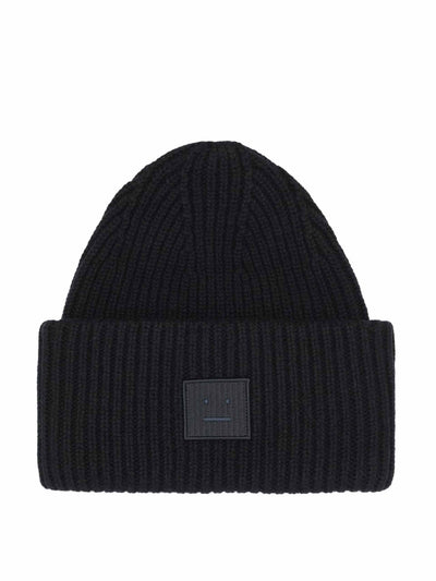 Acne Studios Pansy Face patch wool beanie at Collagerie