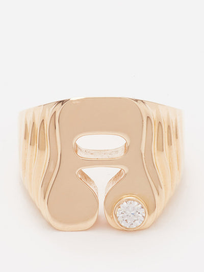 Alison Lou Alphabet diamond and 14kt gold ring at Collagerie