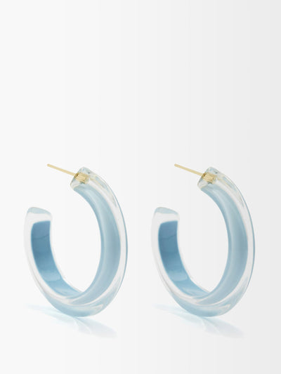 Alison Lou 14kt gold-plated blue enamel hoop earrings at Collagerie