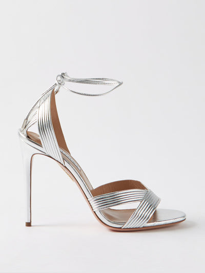 Aquazzura Ari 105 metallic-leather sandals at Collagerie