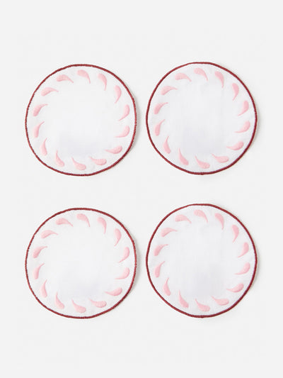 Aquazzura Casa White, red and pink embroidered coasters (set of 4) at Collagerie