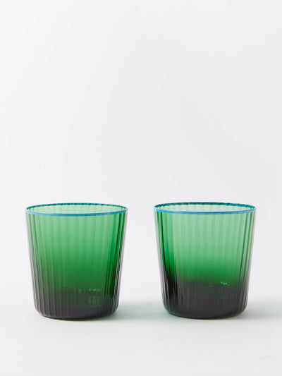 Aquazzura Casa Ridged glass tumblers (set of 2) at Collagerie