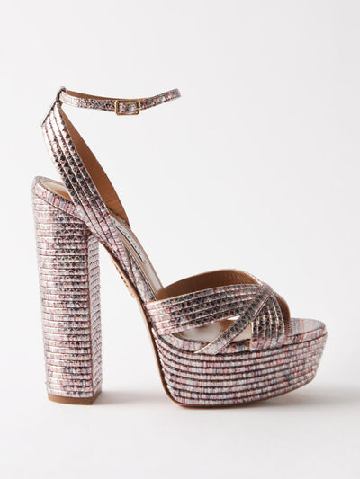 Aquazzura Metallic leather heels at Collagerie