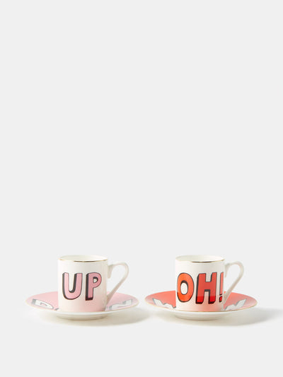 Bella Freud Red and pink espresso cups (set of two) at Collagerie