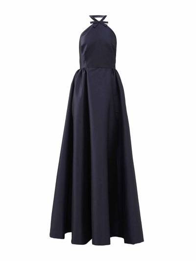 Bernadette Navy bow-appliqué taffeta dress at Collagerie