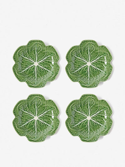 Bordallo Pinheiro Set of four cabbage earthenware plates at Collagerie