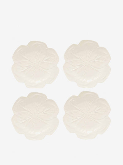 Bordallo Pinheiro White cabbage earthenware dinner plates (set of four) at Collagerie