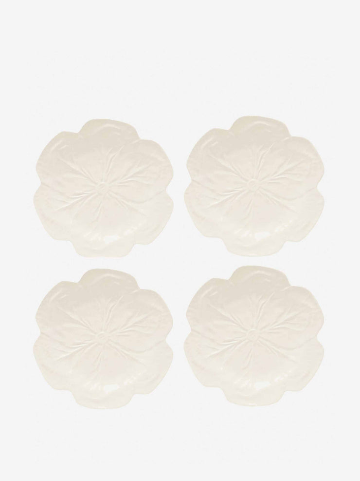 White cabbage earthenware dinner plates (set of four)